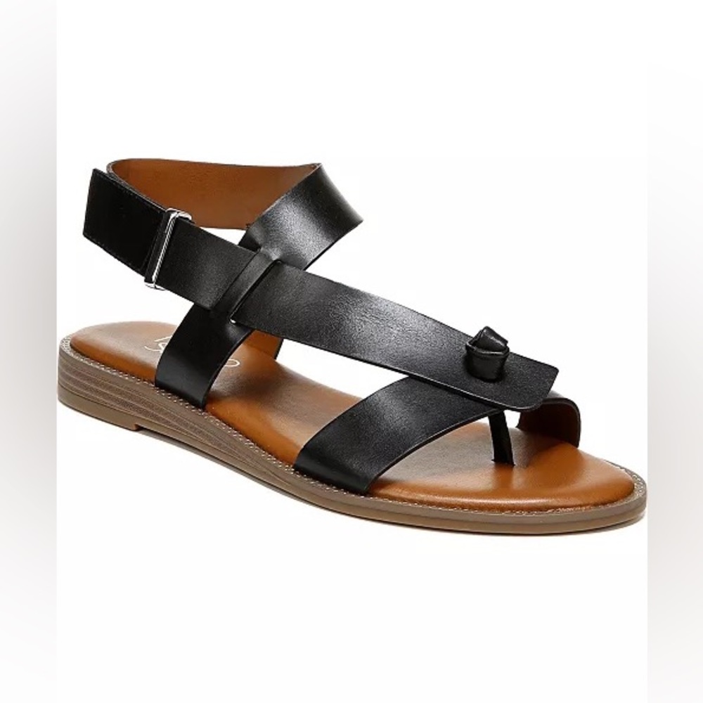 FRANCO SARTO Glenni Black Leather Ankle Strap Sandals Size 12